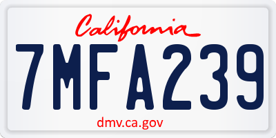 CA license plate 7MFA239