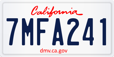 CA license plate 7MFA241
