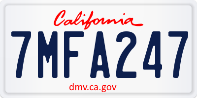 CA license plate 7MFA247