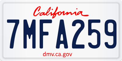 CA license plate 7MFA259