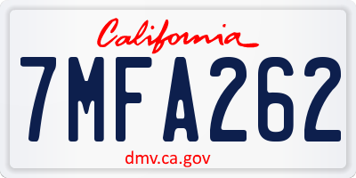 CA license plate 7MFA262