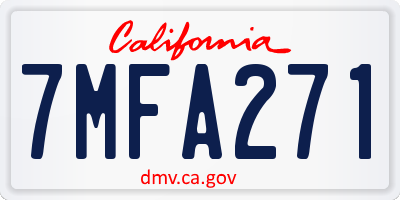 CA license plate 7MFA271