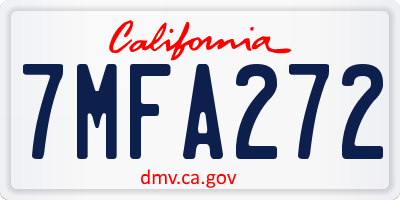 CA license plate 7MFA272
