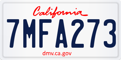 CA license plate 7MFA273