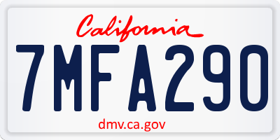 CA license plate 7MFA290