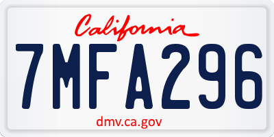 CA license plate 7MFA296