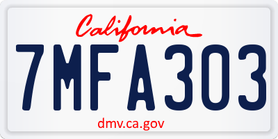 CA license plate 7MFA303