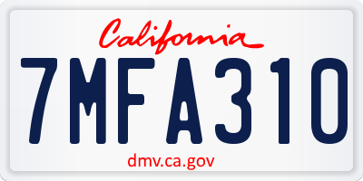 CA license plate 7MFA310