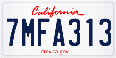 CA license plate 7MFA313