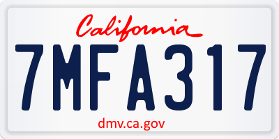 CA license plate 7MFA317
