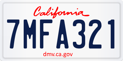 CA license plate 7MFA321