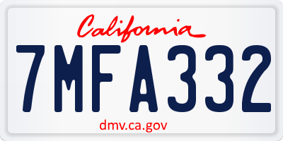 CA license plate 7MFA332