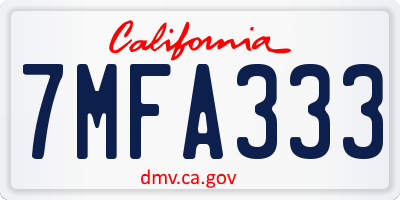CA license plate 7MFA333