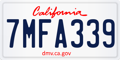 CA license plate 7MFA339