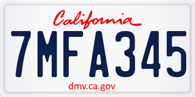 CA license plate 7MFA345