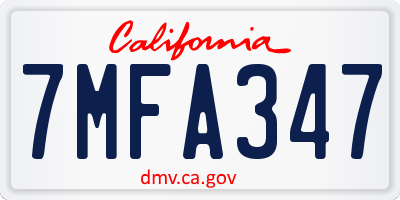 CA license plate 7MFA347