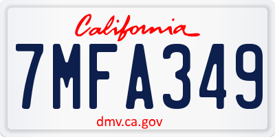 CA license plate 7MFA349