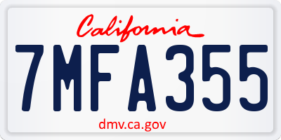 CA license plate 7MFA355