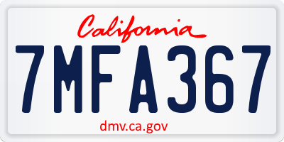 CA license plate 7MFA367