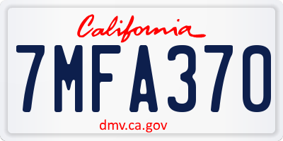 CA license plate 7MFA370