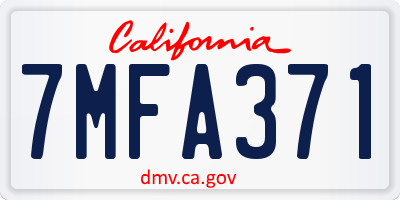 CA license plate 7MFA371