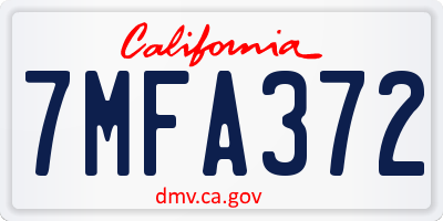 CA license plate 7MFA372