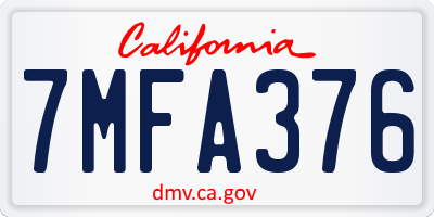 CA license plate 7MFA376