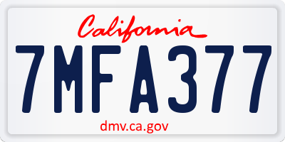 CA license plate 7MFA377