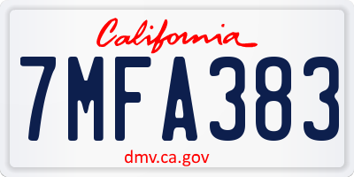 CA license plate 7MFA383