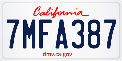CA license plate 7MFA387