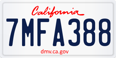 CA license plate 7MFA388