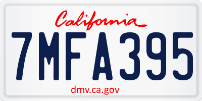 CA license plate 7MFA395