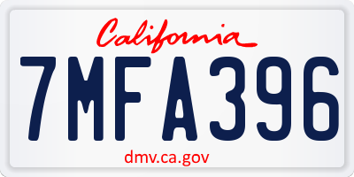 CA license plate 7MFA396