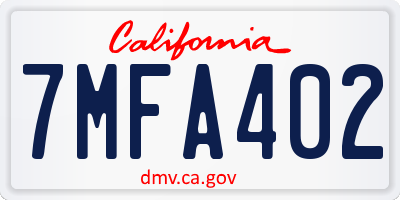 CA license plate 7MFA402