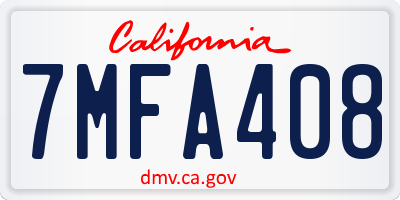CA license plate 7MFA408