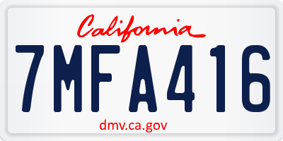 CA license plate 7MFA416