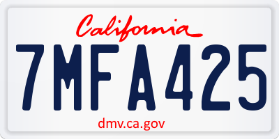 CA license plate 7MFA425