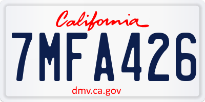 CA license plate 7MFA426