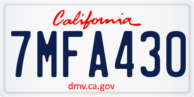 CA license plate 7MFA430