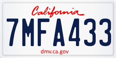 CA license plate 7MFA433