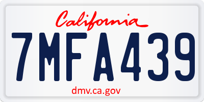 CA license plate 7MFA439