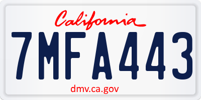 CA license plate 7MFA443