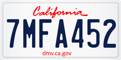 CA license plate 7MFA452