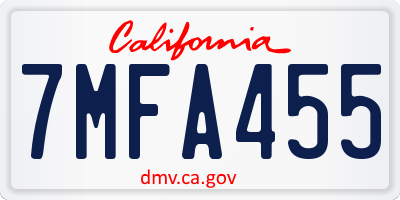 CA license plate 7MFA455