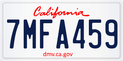 CA license plate 7MFA459