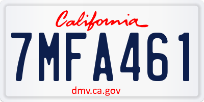 CA license plate 7MFA461