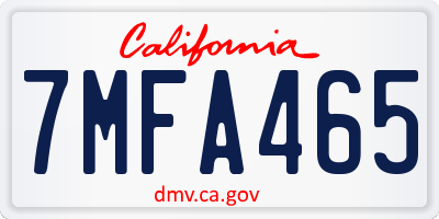 CA license plate 7MFA465