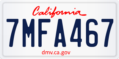 CA license plate 7MFA467