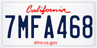 CA license plate 7MFA468
