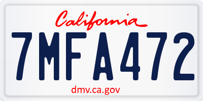 CA license plate 7MFA472